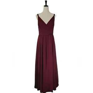 Sorrela Vita Wine V-neck Pleated Double Strap Chiffon Special Occasion Dress 12